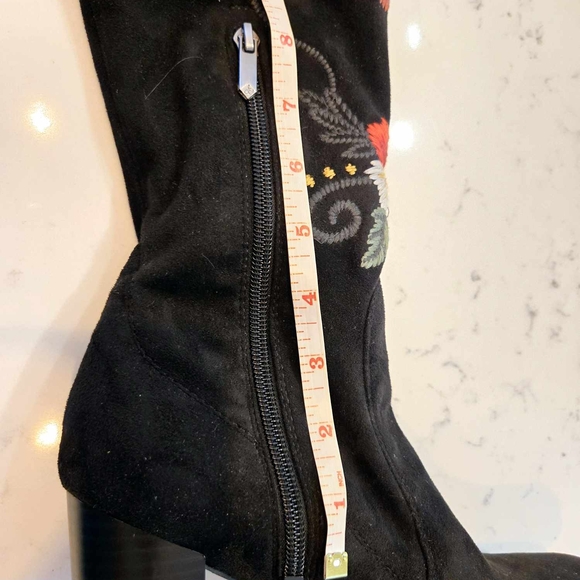 Sam Edelman Vena Women’s  Floral Embroidered Stretch Suede High Boots New - Picture 10 of 16